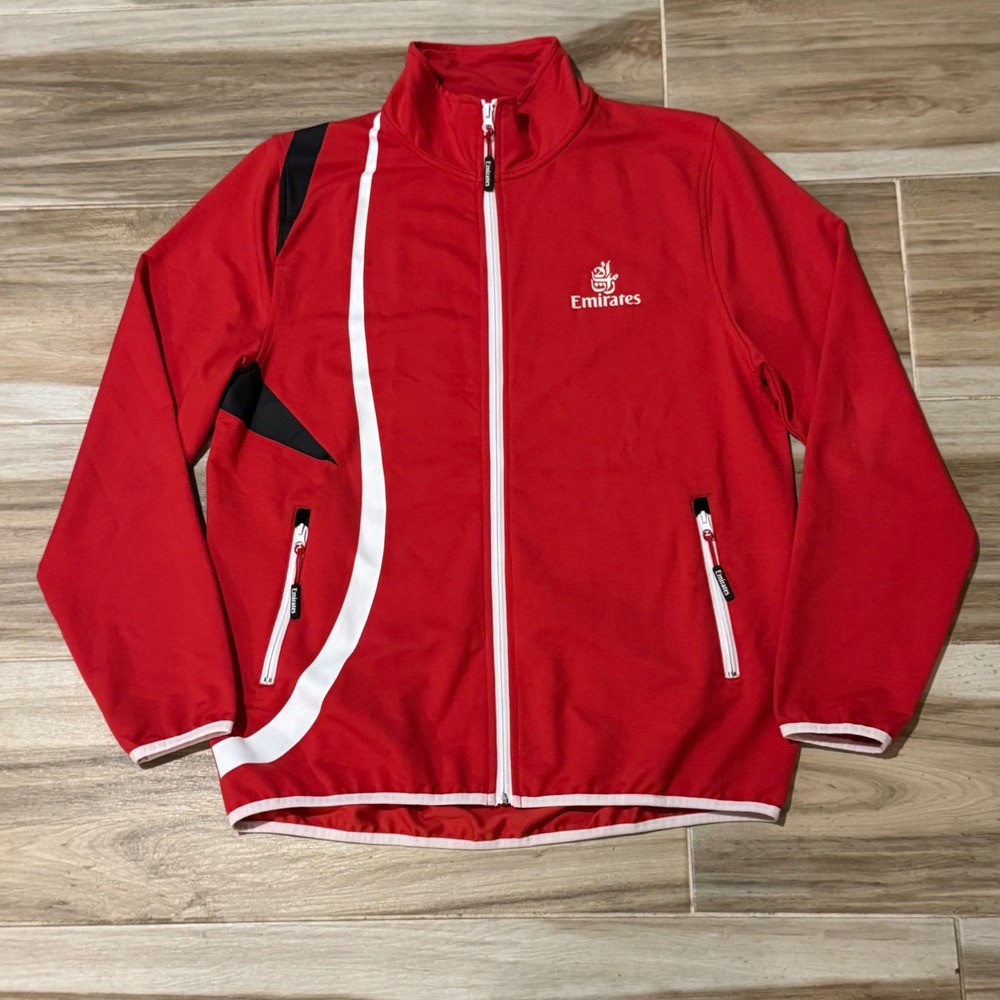 Emirates Official Track Jacket Mens Large Red Full Zip Soccer Sportswear L